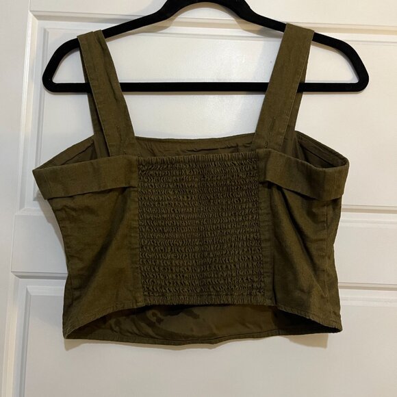 Abercrombie & Fitch Green crop top, linen - Picture 2 of 5